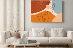 Obraz: Terracotta line art print abstract face modern digital painting