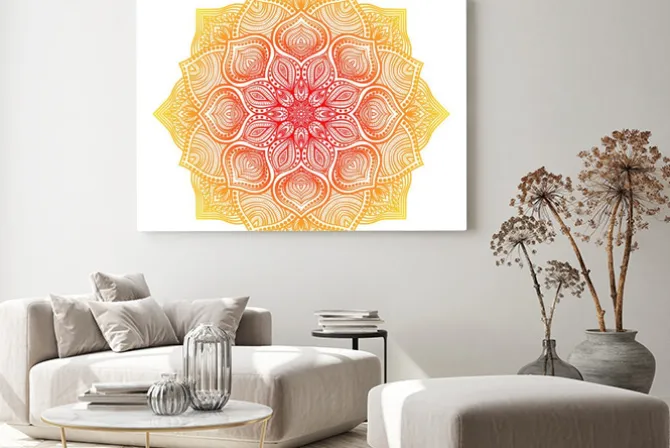 Obraz: Żółto-czerwony kwiat w stylu mandali