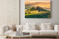 Obraz: Toskania krajobraz o zachodzie słońca