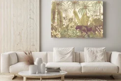 Obraz: Tropical illustration with black panther in the jungle painted