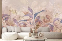 Obraz: Tropikalne liście na jasnym beżowym tle