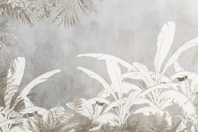 Obraz: Tropikalne liście palm na betonie