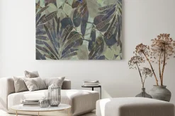 Obraz: Tropikalne liście w ciemnych kolorach