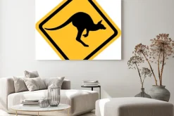 Obraz: Żółty znak z kangurem