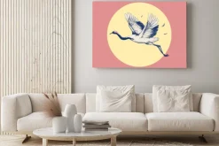 Obraz: Żuraw lecący w słońcu w stylu vintage