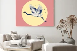 Obraz: Żuraw lecący w słońcu w stylu vintage