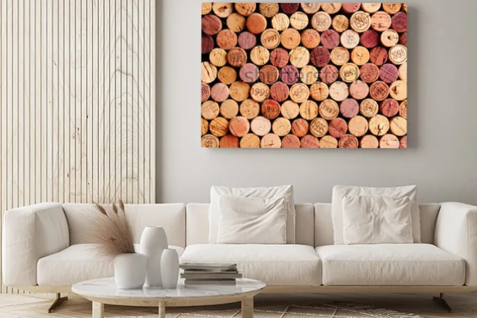 Obraz: Uzyskaj ścianę użyj wina korki. losowy wybór używanych korków