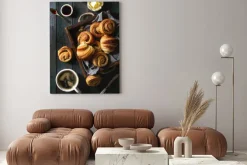 Obraz: Variety of homemade puff pastry buns cinnamon rolls and croissant