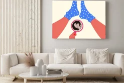 Obraz: Vector illustration with female hand holding mug with coffee