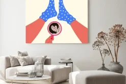 Obraz: Vector illustration with female hand holding mug with coffee