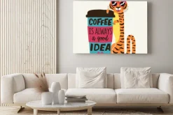Obraz: Vector illustration with tiger and cup of coffee. coffee is always