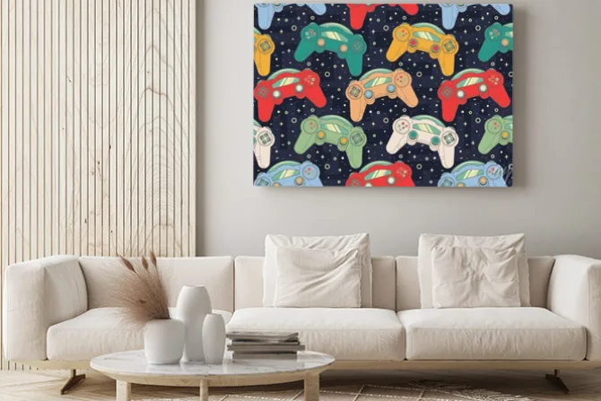 Obraz: Vector seamless retro pattern with joysticks. video game controller