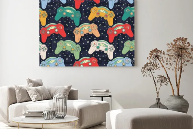 Obraz: Vector seamless retro pattern with joysticks. video game controller