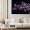 Obraz: Violet orchid flower on black background close up..