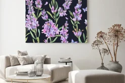 Obraz: Watercolor lavender flowers natural seamless pattern in vintage