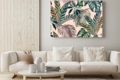 Obraz: Watercolor painting colorful tropical leaf,green leave seamless