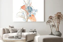 Obraz: Watercolor underwater floral bouquet with leaves and gold, hand