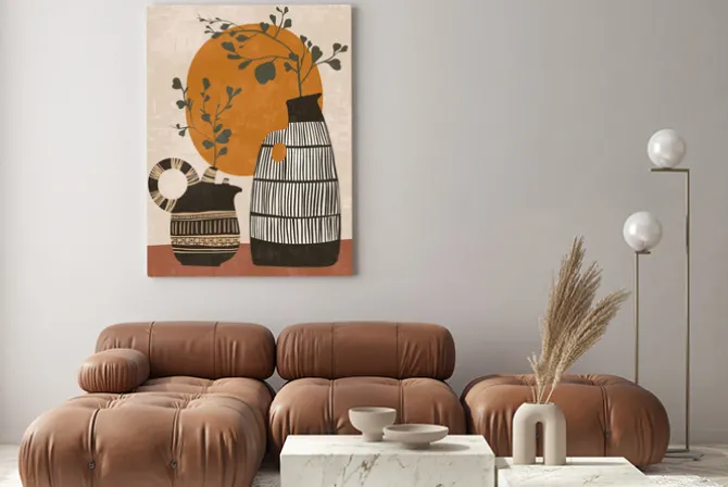 Obraz: Wazy z roślinami w stylu boho