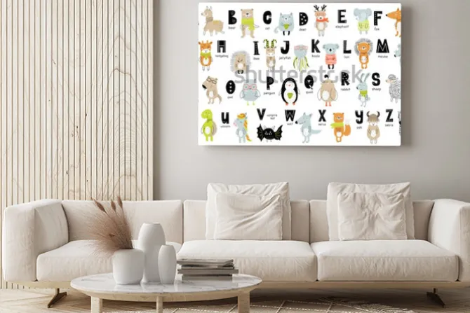 Obraz: Wektor plakat z literami alfabetu ze zwierzętami kreskówek dla