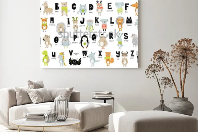 Obraz: Wektor plakat z literami alfabetu ze zwierzętami kreskówek dla
