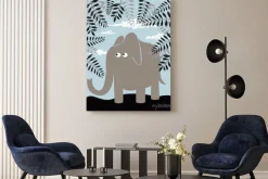 Obraz: Wektor tła z liści i słonia