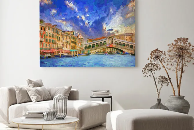 Obraz: Wenecja kanał z widokiem na most rialto
