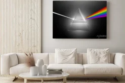 Obraz: Widoczne rozproszenie światła do spektrum na szklanym pryzmie,