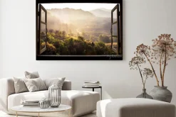 Obraz: Widok z okna na słoneczny krajobraz