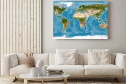 Obraz: Widok ziemi z kosmosu z mapą świata