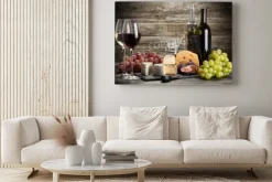 Obraz: Wino i ser martwa natura