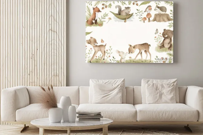Obraz: Woodland animals watercolor forest illustration baby illustration