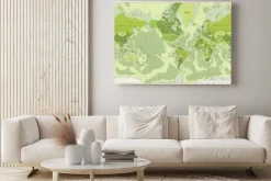 Obraz: World map - political - american view - america in center - green