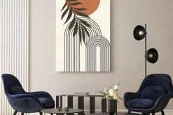 Obraz: Wzór w stylu boho z łukami i liśćmi