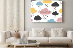 Obraz: Wzór z kolorowych deszczowych chmur. ilustracji wektorowych