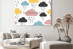 Obraz: Wzór z kolorowych deszczowych chmur. ilustracji wektorowych