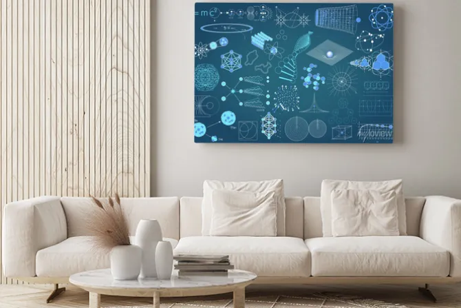 Obraz: Zbiór elementów, symboli i schematów fizyki