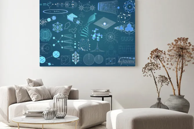 Obraz: Zbiór elementów, symboli i schematów fizyki