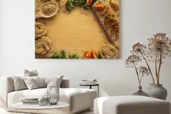 Obraz: Zdrowa żywność tło, ryż, makarony, sałatki i warzywa.