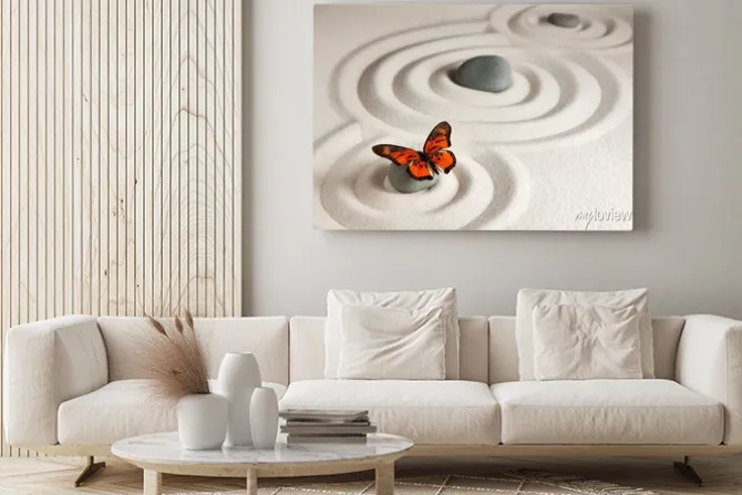 Obraz: Zen kamienie z motylem