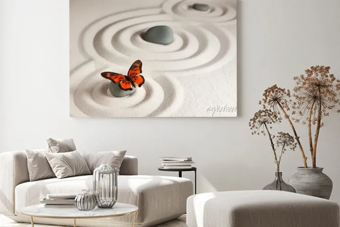 Obraz: Zen kamienie z motylem