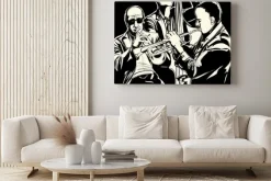 Obraz: Zespół jazzowy z trąbką i kontrabas