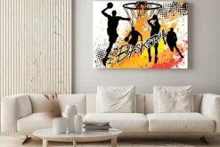 Obraz: Zespół koszykarz na białym tle grunge