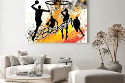 Obraz: Zespół koszykarz na białym tle grunge