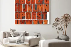 Obraz: Zestaw alfabetu w rodzaju drewna typografii