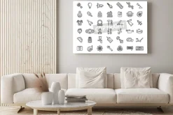 Obraz: Zestaw ikon linii części samochodowe. auto usługa naprawy symbol,