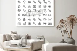 Obraz: Zestaw ikon linii części samochodowe. auto usługa naprawy symbol,