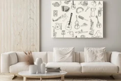 Obraz: Zestaw instrumentów muzycznych - wyciągnąć rękę w wektorze