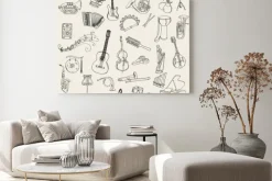 Obraz: Zestaw instrumentów muzycznych - wyciągnąć rękę w wektorze