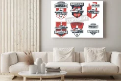 Obraz: Zestaw klasycznego samochodu mięśni ikonę, emblematów, odznaki