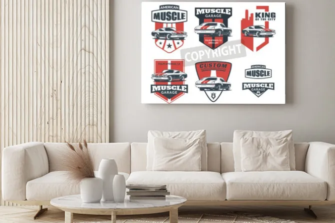 Obraz: Zestaw klasycznego samochodu mięśni ikonę, emblematów, odznaki